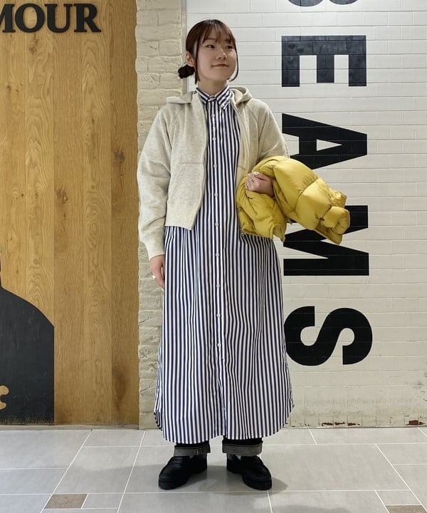 木村 海侑さんの「BEAMS WOMEN｜ストライプ ボタンダウン ロングスリーブ シャツワンピース」を使ったコーディネート