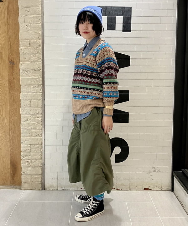 小原 もこさんの「BEAMS WOMEN｜【別注】BUZZ RICKSON'S / シャンブレー ロングスリーブ シャツ」を使ったコーディネート