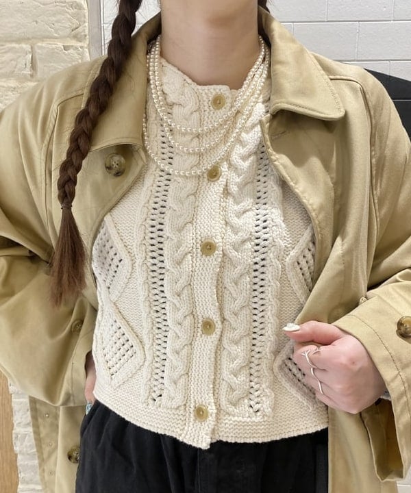 木村 海侑さんの「BEAMS WOMEN｜BEAMS BOY / コットンナイロン アランカーディガン」を使ったコーディネート