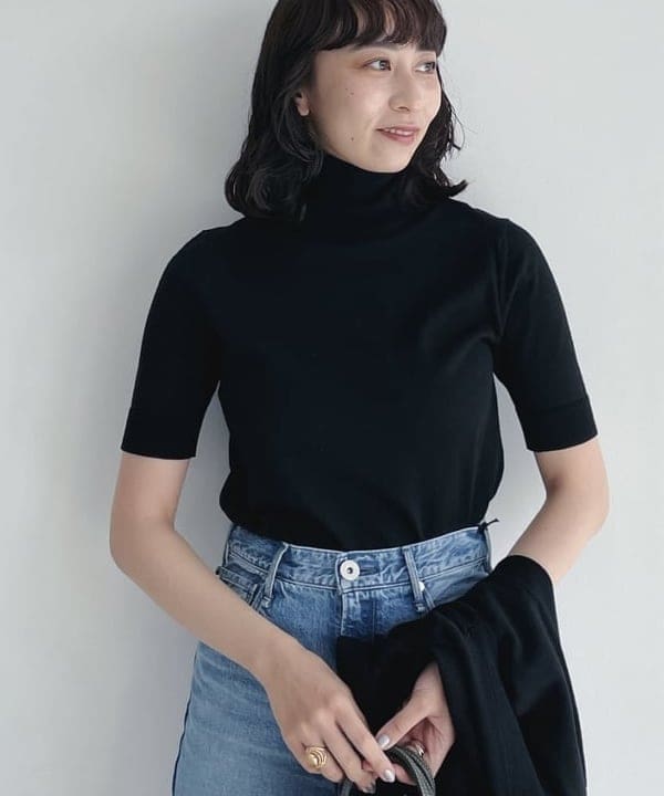 cammyさんの「BEAMS WOMEN｜AK+1 / コットン 五分袖 ハイネックニット」を使ったコーディネート