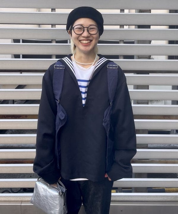 みりさんの「BEAMS WOMEN｜ナバルボーダー ビッグ ボートネック カットソー」を使ったコーディネート