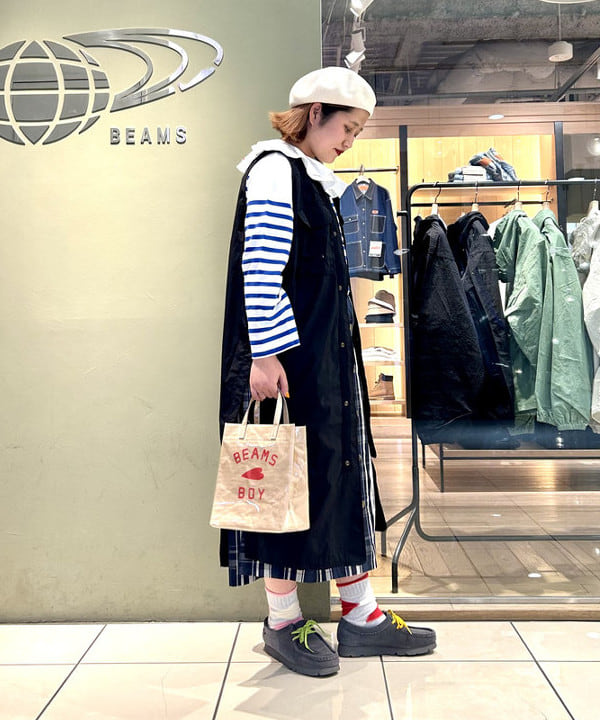Kyooka Sayakaさんの「BEAMS WOMEN｜ナバルボーダー ビッグ ボートネック カットソー」を使ったコーディネート