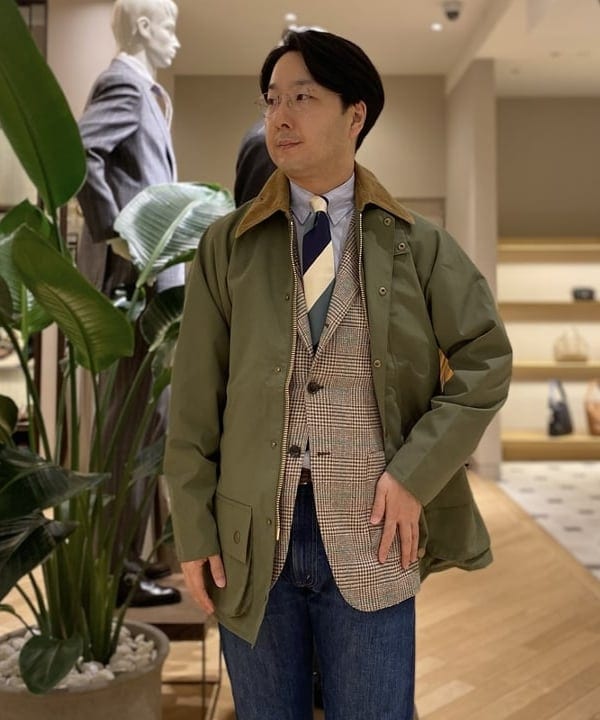 Barbour × BEAMS F別注グレンチェック ジャケット