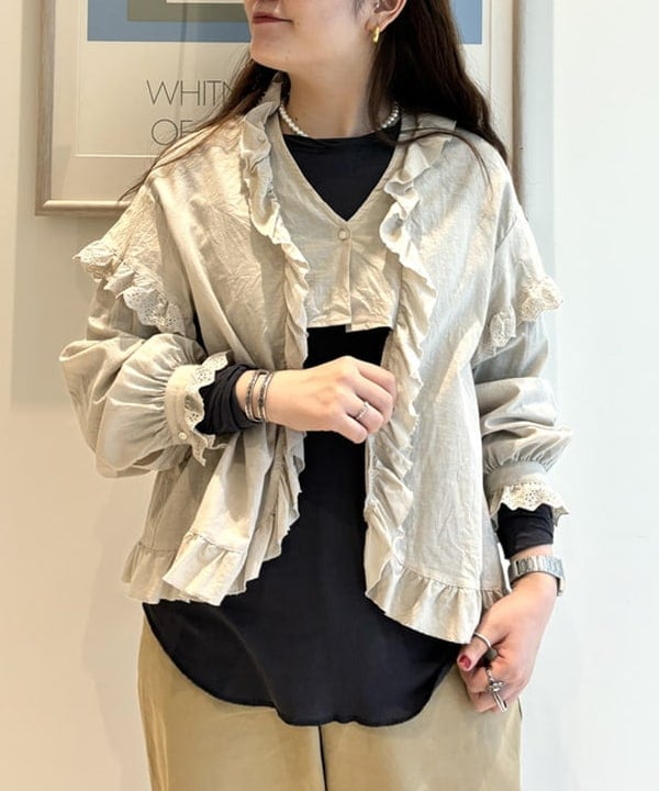 カスタニ モモノさんの「BEAMS WOMEN｜BEAMS BOY / リブ クルー 7分袖 カットソー」を使ったコーディネート