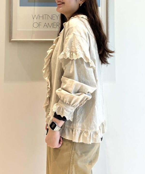 カスタニ モモノさんの「BEAMS WOMEN｜BEAMS BOY / リブ クルー 7分袖 カットソー」を使ったコーディネート