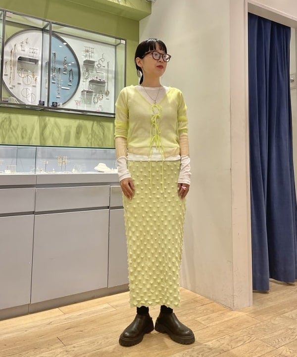 キホさんの「BEAMS WOMEN｜テレコ リブ クルーネック トップス」を使ったコーディネート