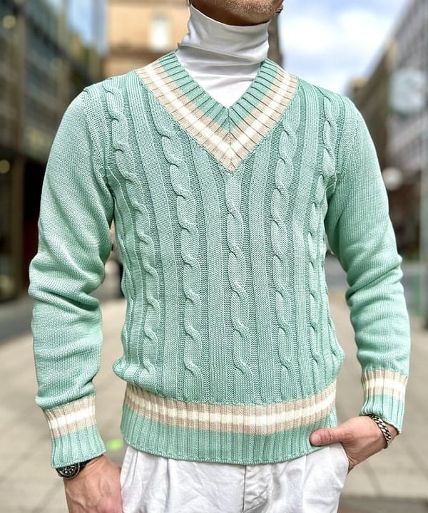 Filippo De Laurentiis Supima Cotton Cricket Sweater 24-15-0069-272 24150069272: Light Green