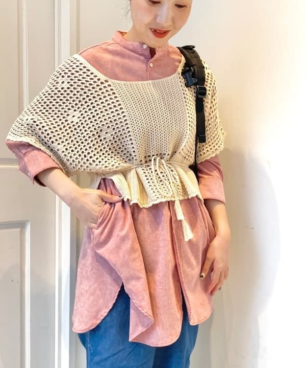 おのすさんの「BEAMS WOMEN｜BEAMS BOY / ポリエステルリネン ビッグ シャツワンピース」を使ったコーディネート