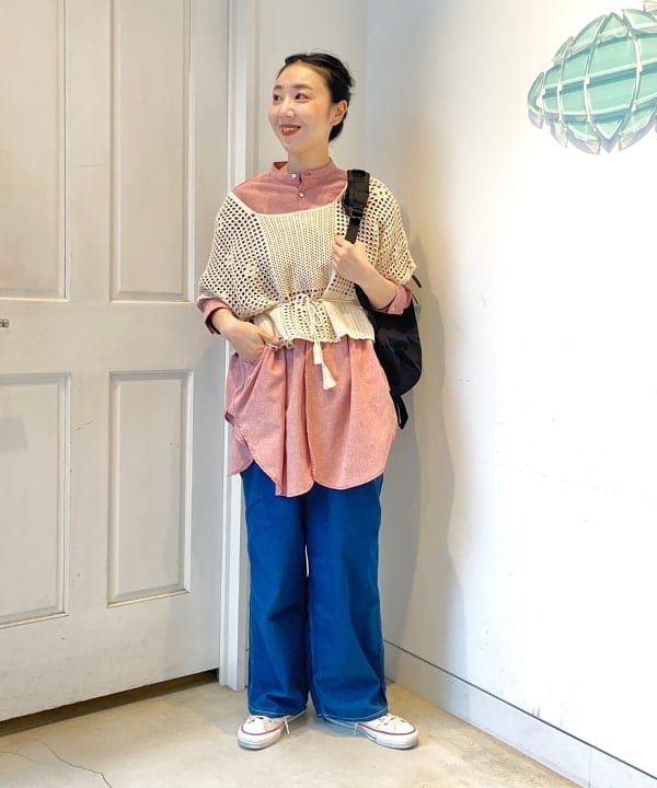 おのすさんの「BEAMS WOMEN｜BEAMS BOY / ポリエステルリネン ビッグ シャツワンピース」を使ったコーディネート