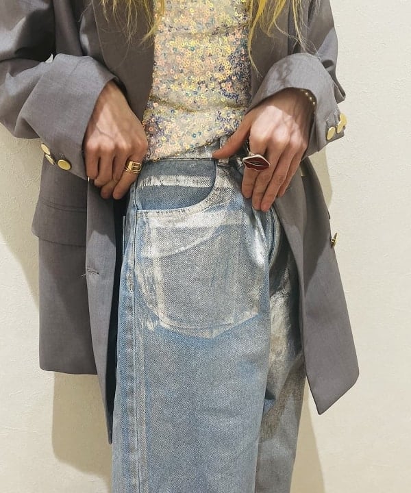 ひるてぃさんの「BEAMS WOMEN｜Ray BEAMS / 箔プリント デニムパンツ」を使ったコーディネート
