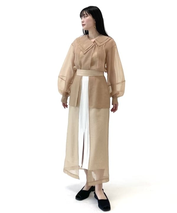 pinさんの「BEAMS WOMEN｜RBS / シアー レイヤー ストライプ スカート」を使ったコーディネート