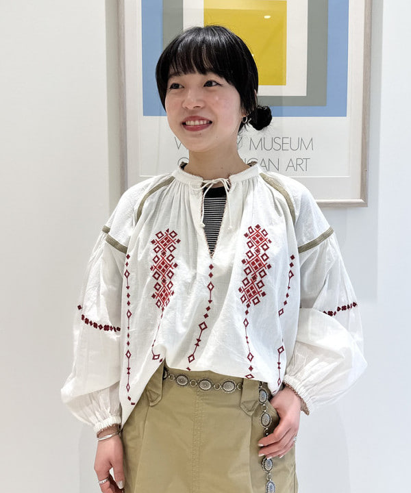 ナガオカ サキさんの「BEAMS WOMEN｜【別注】Healthknit / ワッフル ボーダー Tシャツ」を使ったコーディネート