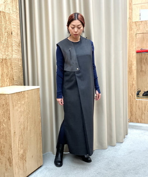 THE RERACS ガンフラップ ドレス GREY / サイズ 38