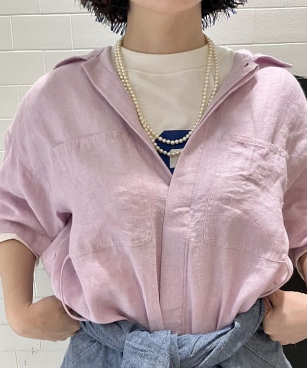 小原 もこさんの「BEAMS WOMEN｜【別注】BUZZ RICKSON'S / シャンブレー ロングスリーブ シャツ」を使ったコーディネート