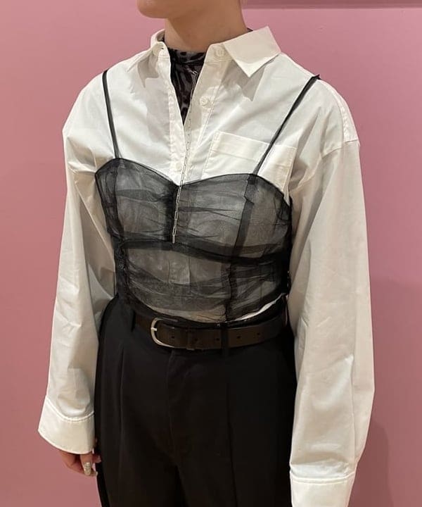 中江梨々香さんの「BEAMS WOMEN｜Ray BEAMS / チュール ギャザー ビスチェ」を使ったコーディネート