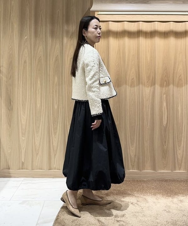 関 桂子さんの「BEAMS WOMEN｜Demi-Luxe BEAMS / バルーン コンビ ワンピース」を使ったコーディネート