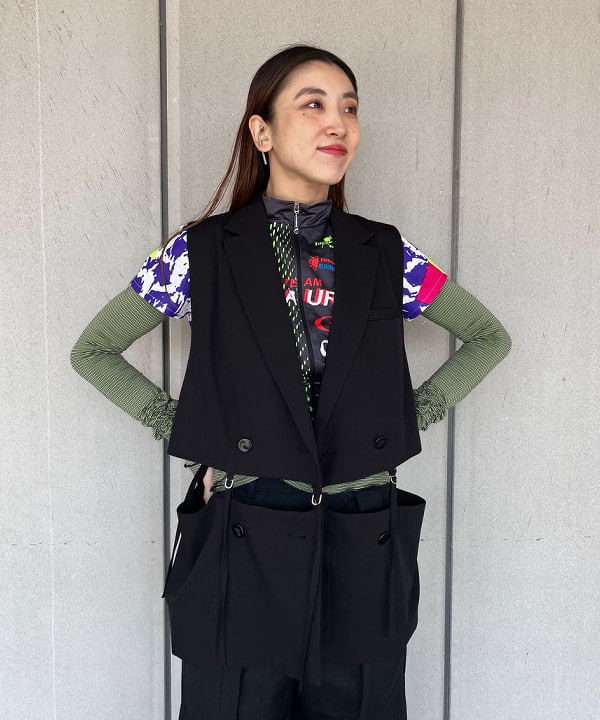ちりこさんの「BEAMS WOMEN｜RBS / ベルテッド 2way ジレ」を使ったコーディネート