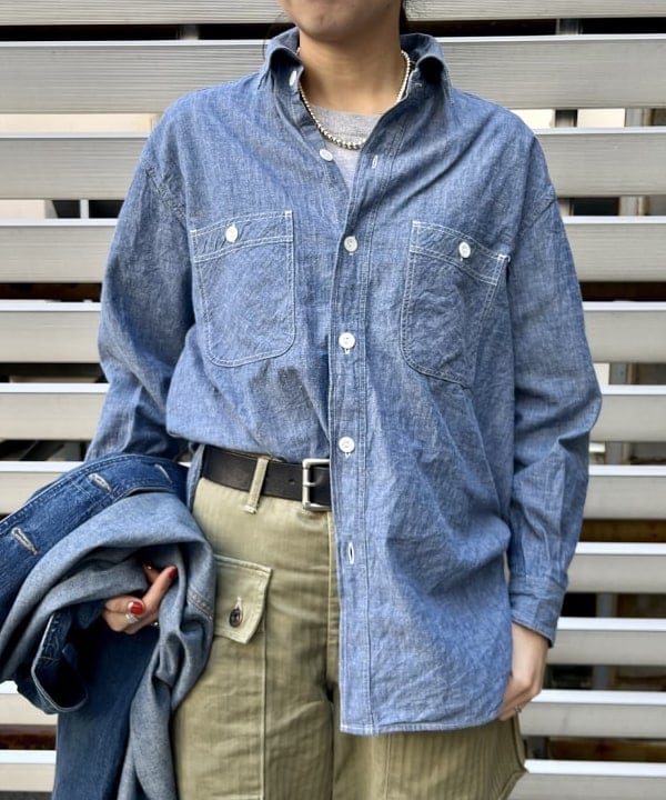 ミナミマリコさんの「BEAMS WOMEN｜BUZZ RICKSON'S × BEAMS BOY / 別注 ユーズド ダンガリー ジャンパー」を使ったコーディネート