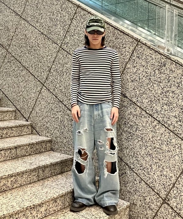 はるひむさんの「BEAMS WOMEN｜BEAMS BOY / フライス 1cm ボーダー」を使ったコーディネート