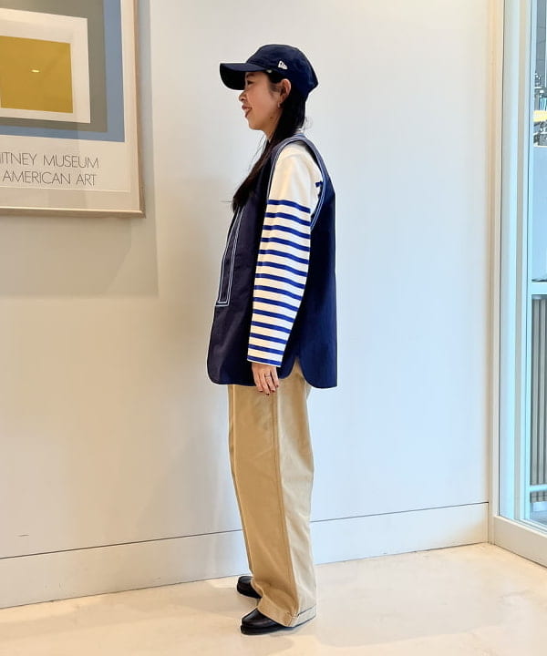 ミナミマリコさんの「BEAMS WOMEN｜ナバルボーダー ビッグ ボートネック カットソー」を使ったコーディネート