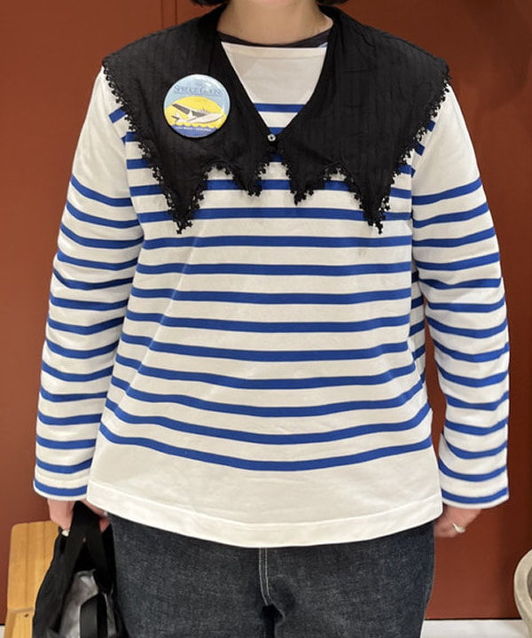 クロサワさんの「BEAMS WOMEN｜ナバルボーダー ビッグ ボートネック カットソー」を使ったコーディネート