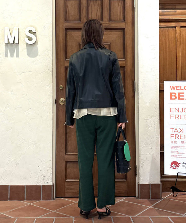 あすかさんの「BEAMS WOMEN｜Ray BEAMS / ラムレザー ダブル ライダース ブルゾン」を使ったコーディネート