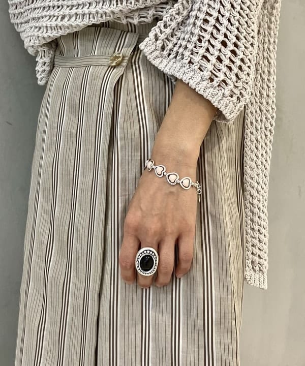 五十峯 さよさんの「BEAMS WOMEN｜Demi-Luxe BEAMS / リネン混 ストライプ スカート」を使ったコーディネート