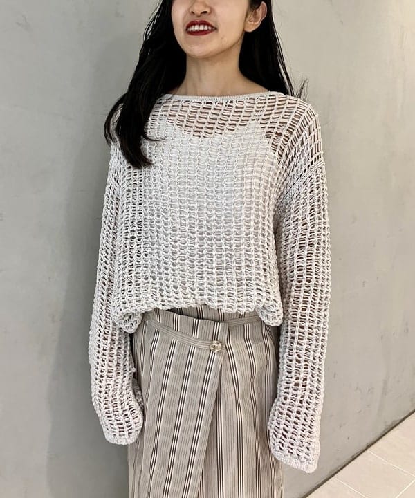 五十峯 さよさんの「BEAMS WOMEN｜Demi-Luxe BEAMS / リネン混 ストライプ スカート」を使ったコーディネート