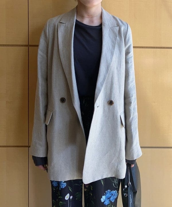 SAKAIさんの「BEAMS WOMEN｜Demi-Luxe BEAMS /  ダブル ブレスト リネン ジャケット」を使ったコーディネート