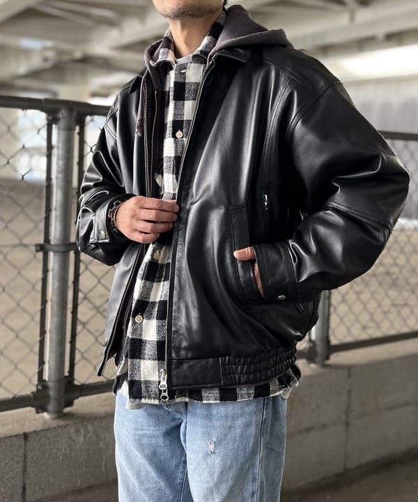 ザキサンさんの「BEAMS WOMEN｜レザー ブルゾン」を使ったコーディネート