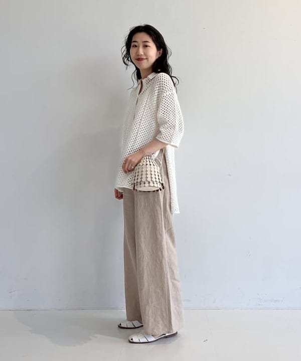 中丸　栞さんの「BEAMS WOMEN｜リネン リラクシーパンツ .M」を使ったコーディネート