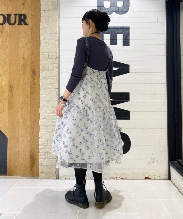 りかちょび/岸本梨佳さんの「BEAMS WOMEN｜BEAMS BOY / リブ クルー 7分袖 カットソー」を使ったコーディネート
