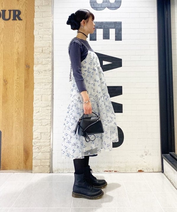 りかちょび/岸本梨佳さんの「BEAMS WOMEN｜BEAMS BOY / リブ クルー 7分袖 カットソー」を使ったコーディネート