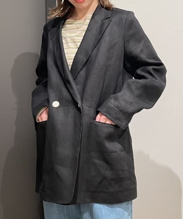 makita mikaさんの「BEAMS WOMEN｜Demi-Luxe BEAMS /  ダブル ブレスト リネン ジャケット」を使ったコーディネート