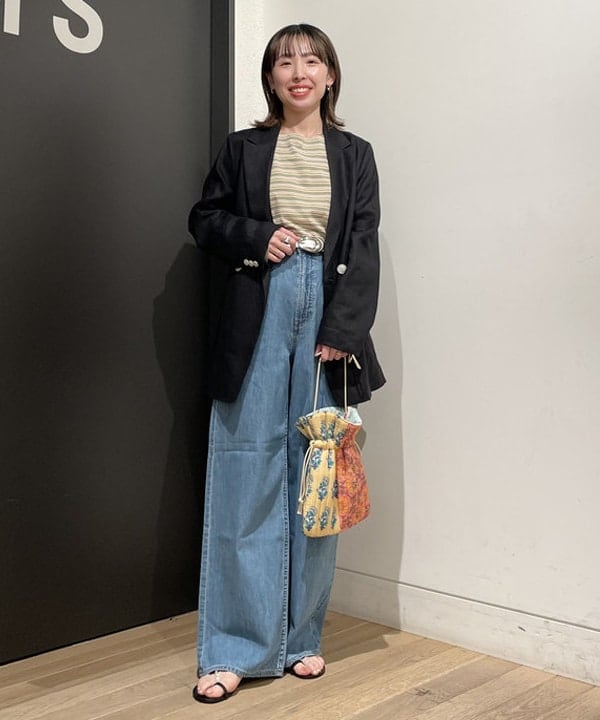 makita mikaさんの「BEAMS WOMEN｜Demi-Luxe BEAMS /  ダブル ブレスト リネン ジャケット」を使ったコーディネート