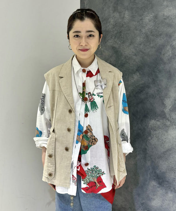 吉野 多恵さんの「BEAMS WOMEN｜WAREHOUSE & CO. / 別注 ステンシル13 Tシャツ」を使ったコーディネート