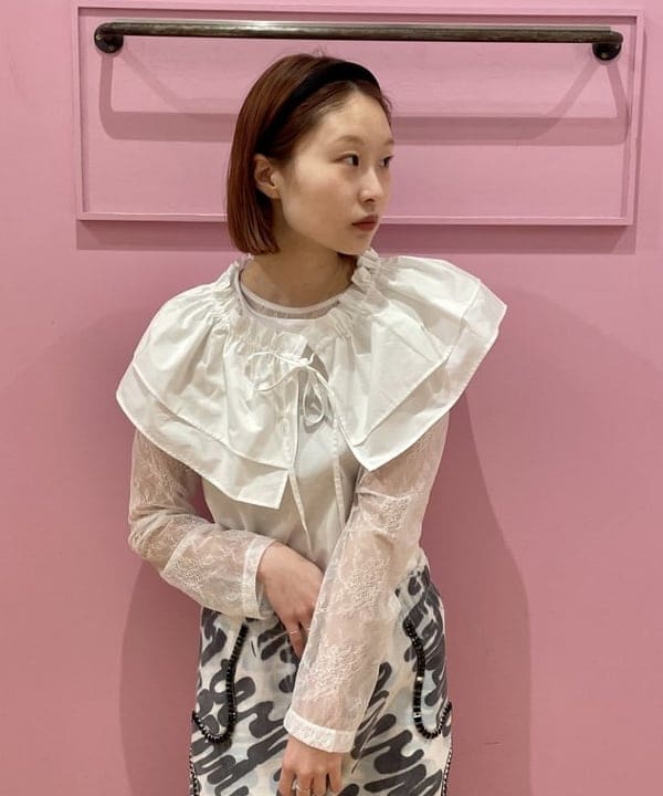 水野 萌香さんの「BEAMS WOMEN｜Ray BEAMS / フリル ギャザー つけ襟 ブラウス」を使ったコーディネート