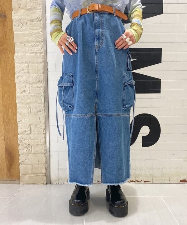 りかちょび/岸本梨佳さんの「BEAMS WOMEN｜シャーリング チュール フレンチスリーブ Tシャツ」を使ったコーディネート