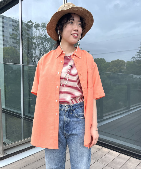 しもつまさんの「BEAMS WOMEN｜BEAMS BOY / ポリエステルメッシュ ボタンダウン シャツ」を使ったコーディネート