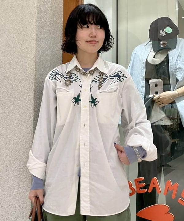 小原 もこさんの「BEAMS WOMEN｜コットン サーマル クルーネック ロングスリーブ Tシャツ」を使ったコーディネート
