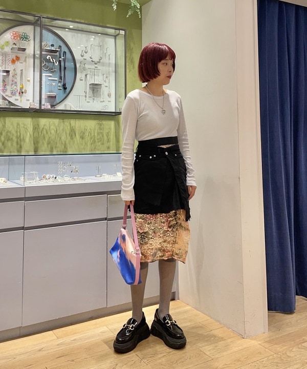 キホさんの「BEAMS WOMEN｜テレコ リブ クルーネック トップス」を使ったコーディネート