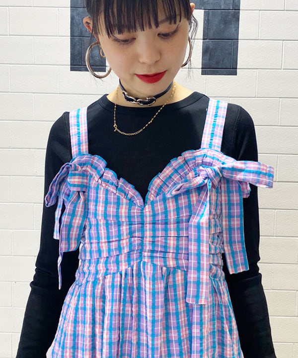 りかちょび/岸本梨佳さんの「BEAMS WOMEN｜テレコ リブ クルーネック トップス」を使ったコーディネート