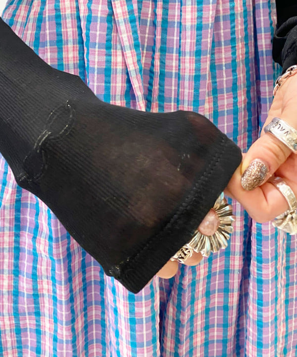 りかちょび/岸本梨佳さんの「BEAMS WOMEN｜テレコ リブ クルーネック トップス」を使ったコーディネート