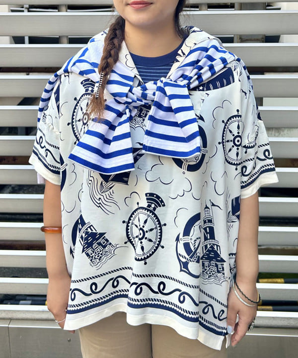 おとむさんの「BEAMS WOMEN｜ナバルボーダー ビッグ ボートネック カットソー」を使ったコーディネート
