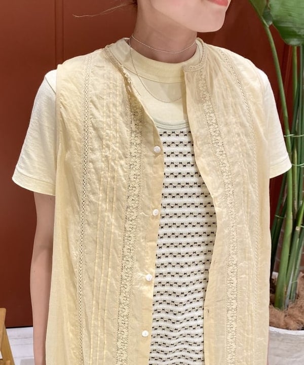 優意さんの「BEAMS WOMEN｜BEAMS BOY / ヴィンテージ レース ピンタック ノースリーブ」を使ったコーディネート