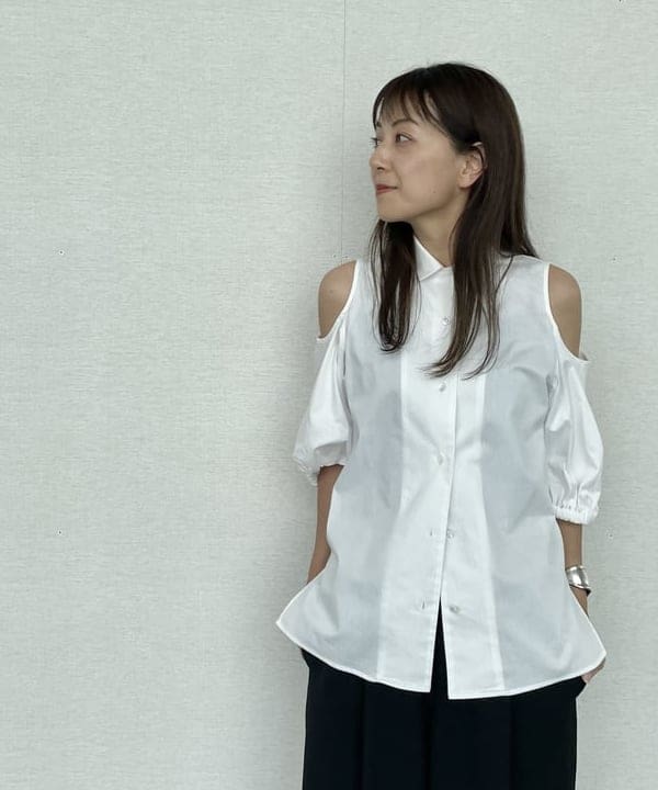 住吉　明佳さんの「BEAMS WOMEN｜Demi-Luxe BEAMS / 開襟 デザインシャツ」を使ったコーディネート