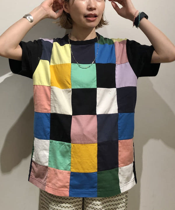 おはぎ(萩原)さんの「BEAMS WOMEN｜SUGAR CANE Add Human Labor / PATCH WORK WORK  T-SHIRT」を使ったコーディネート
