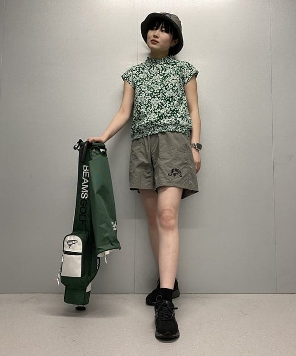 【美品】ビームスゴルフ　シャツ　グリーン　ネイビー　ペイズリー 美品】ビームスゴルフ シャツ グリーン ネイビー ペイズリー