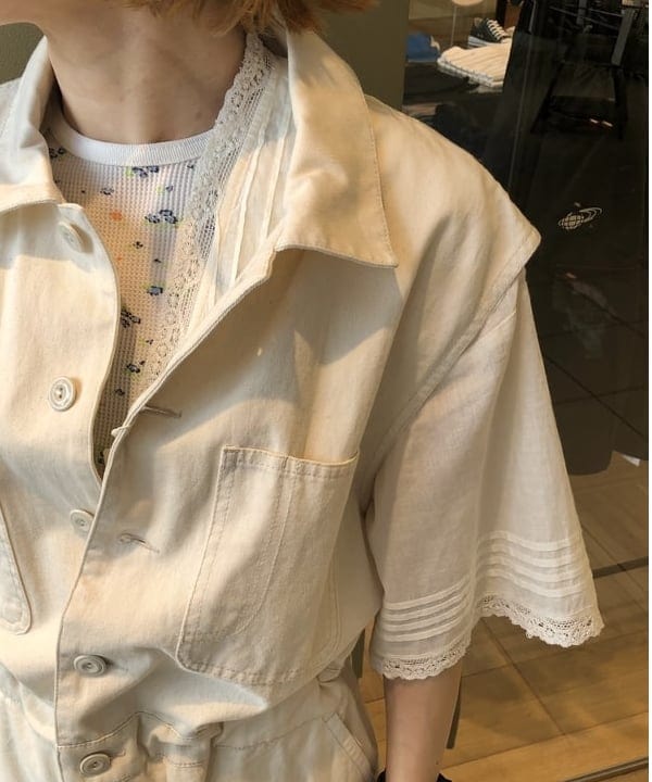 おはぎ(萩原)さんの「BEAMS WOMEN｜BEAMS BOY / ヴィンテージ レース ピンタック」を使ったコーディネート