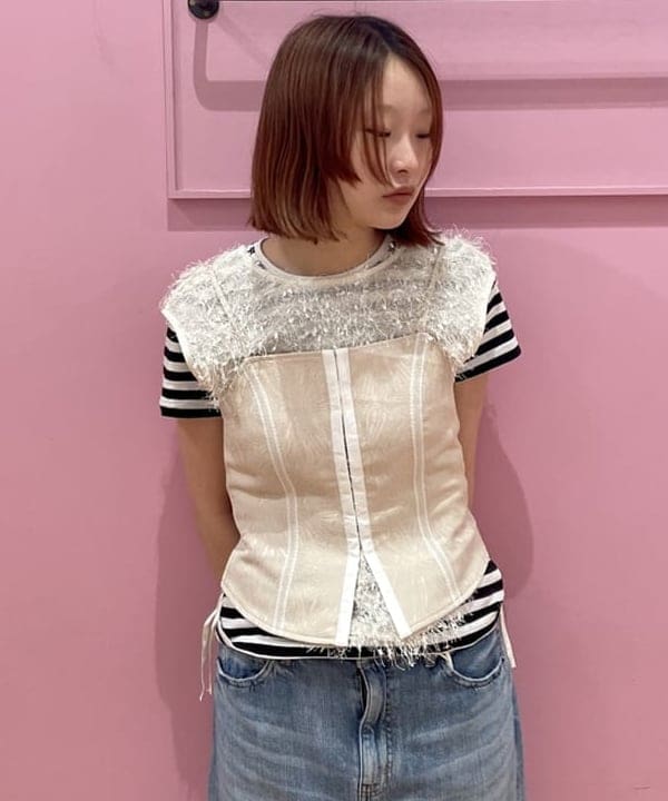 水野 萌香さんの「BEAMS WOMEN｜Ray BEAMS / フリンジ 2Way ノースリーブ トップス」を使ったコーディネート